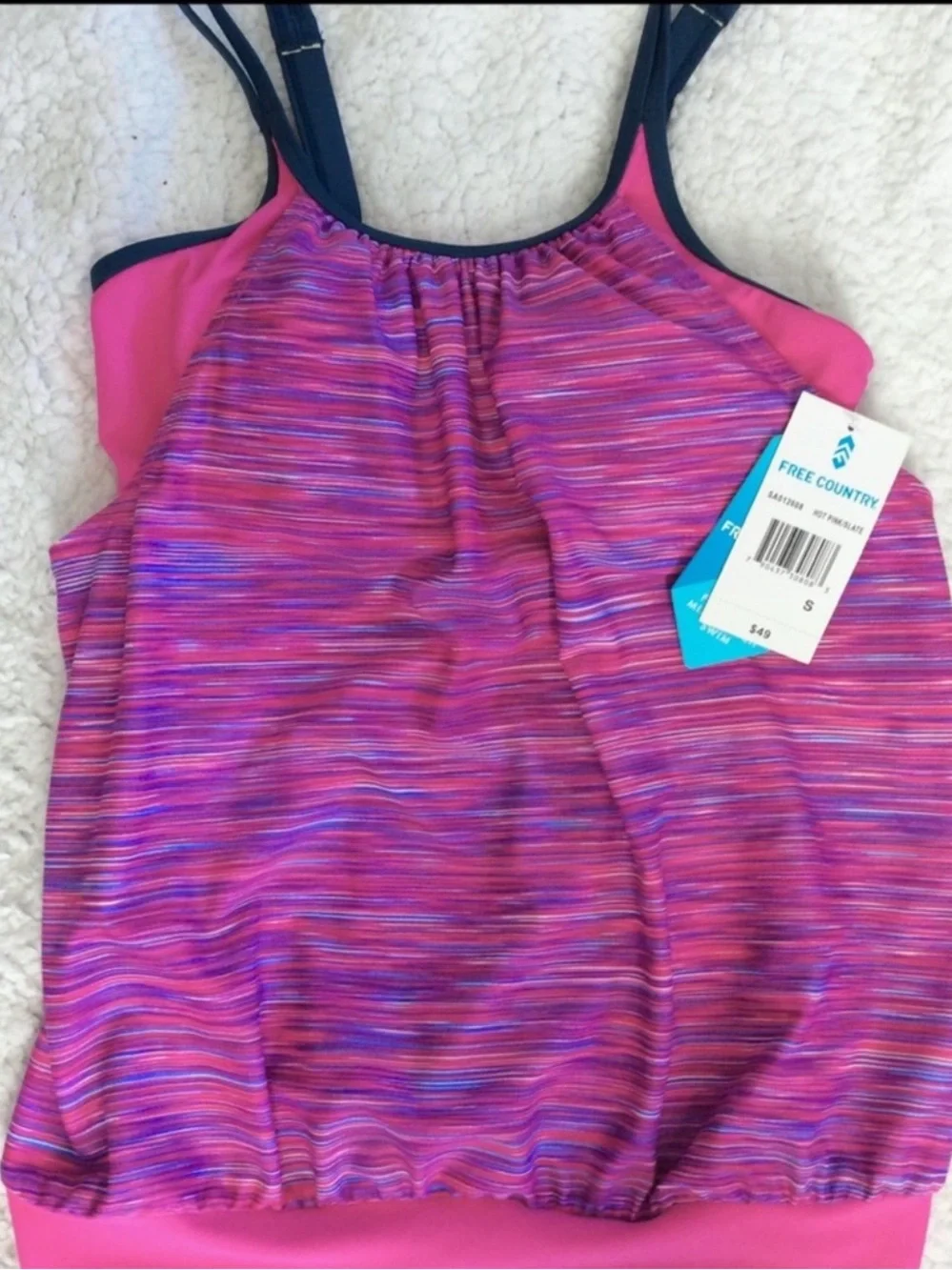 NWT Free Country Striped Swim Tankini Top